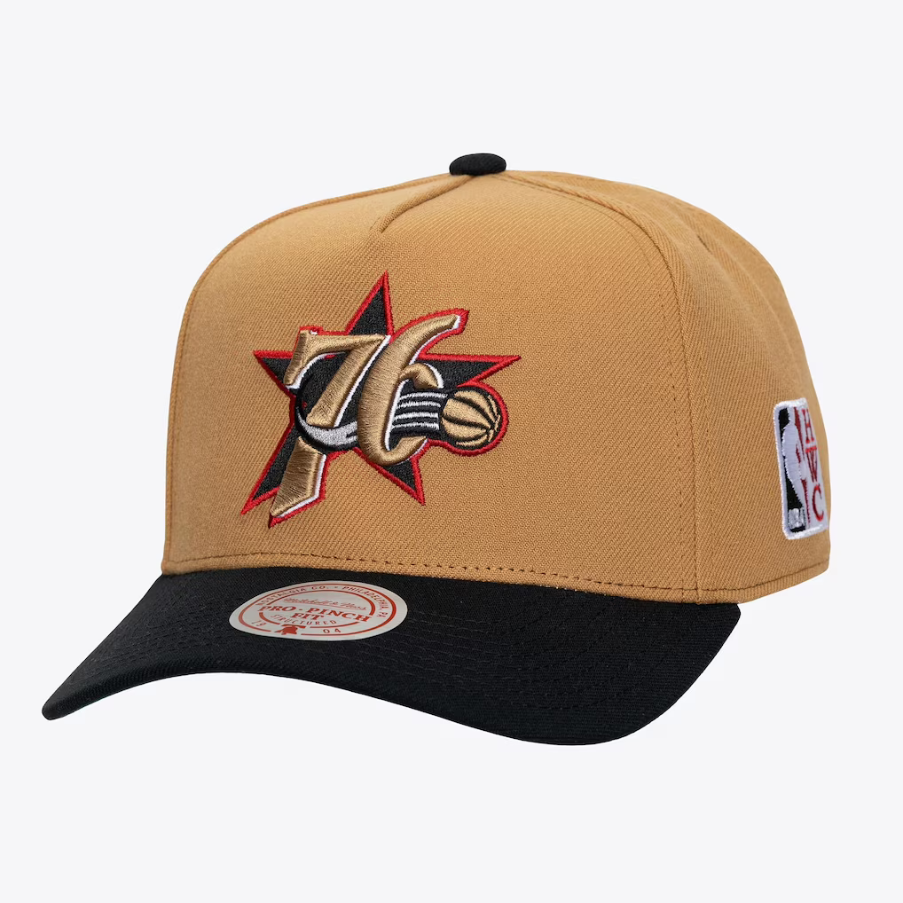 Philadelphia 76ers Mitchell & Ness Legendary Home Pro Pinch Snapback Hat - Gold