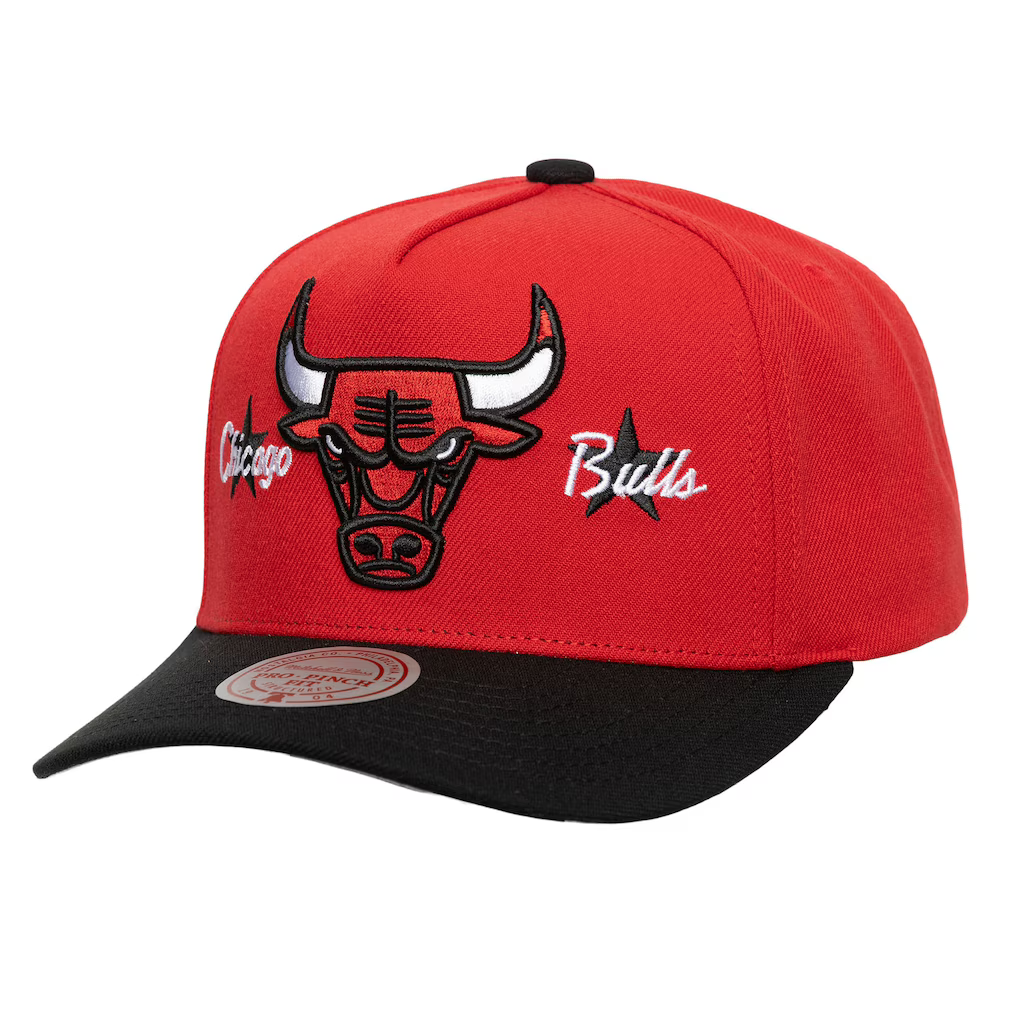 Chicago Bulls Mitchell & Ness Stars Core Pro Pinch Adjustable Hat - Red/Black