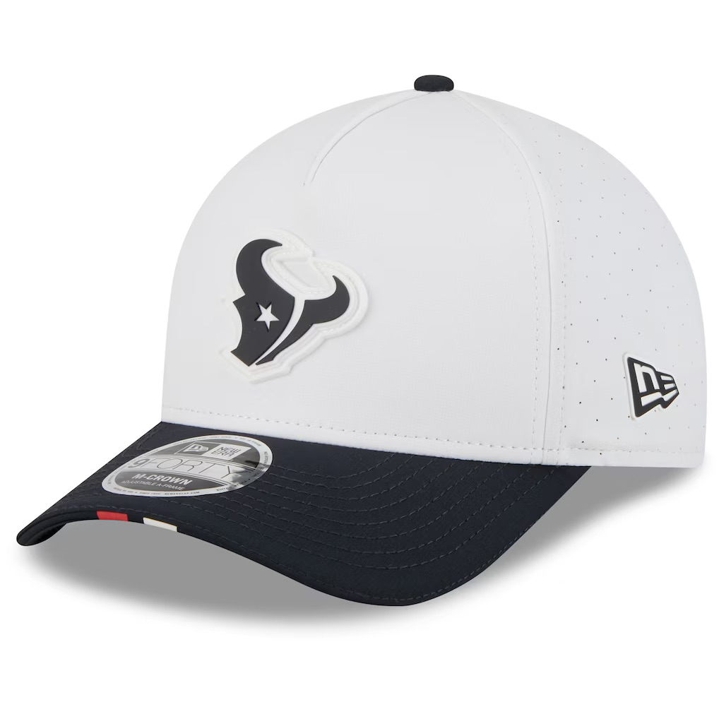 Houston Texans New Era 2025 NFL Training Camp A-Frame 9FORTY Adjustable Hat - White/Navy
