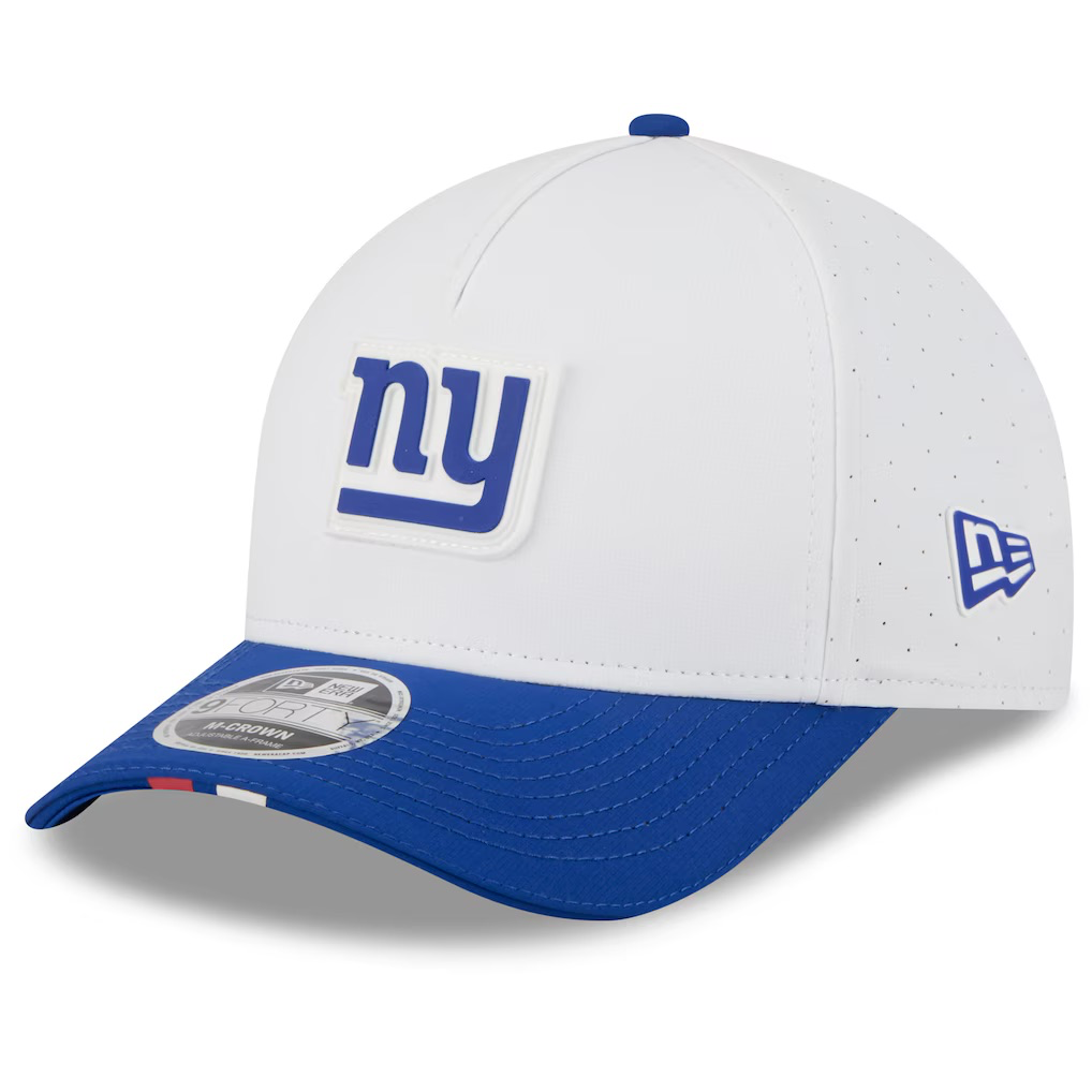 New York Giants New Era 2025 NFL Training Camp A-Frame 9FORTY Adjustable Hat - White/Royal