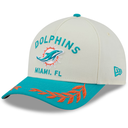 Miami Dolphins New Era 2025 NFL Draft 9FORTY A-Frame M-Crown Adjustable Hat - Cream/Aqua