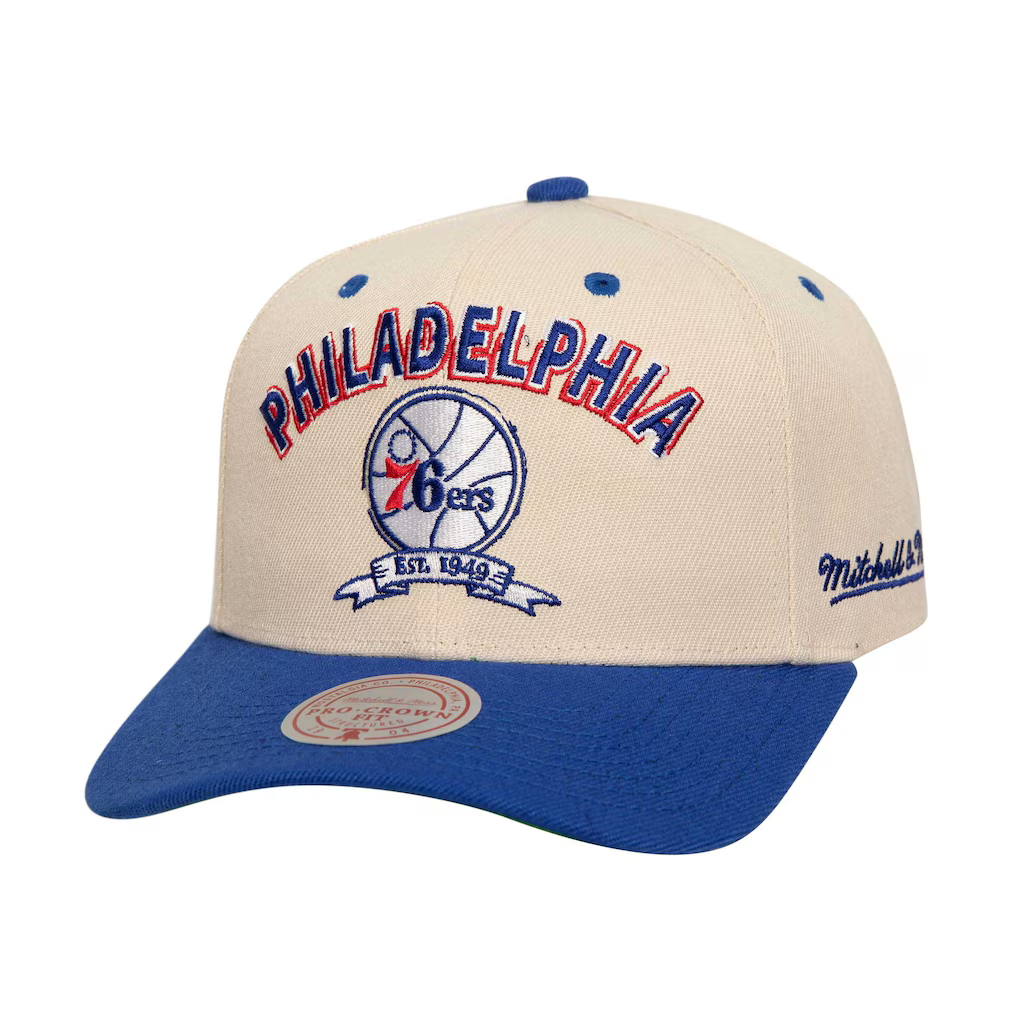 Philadelphia 76ers Mitchell & Ness 2x NBA Champions Soul Legacy Defined Snapback Hat - Crema/azul