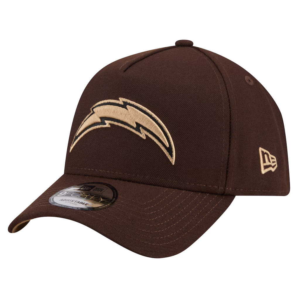 Los Angeles Chargers New Era Burnt Wood A-Frame 9FORTY Adjustable Hat - Dark Brown
