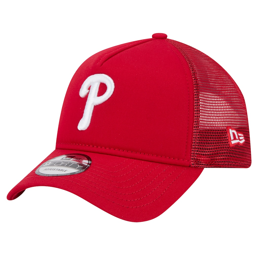 Philadelphia Phillies New Era 9FORTY A-Frame Trucker Adjustable Hat - Red