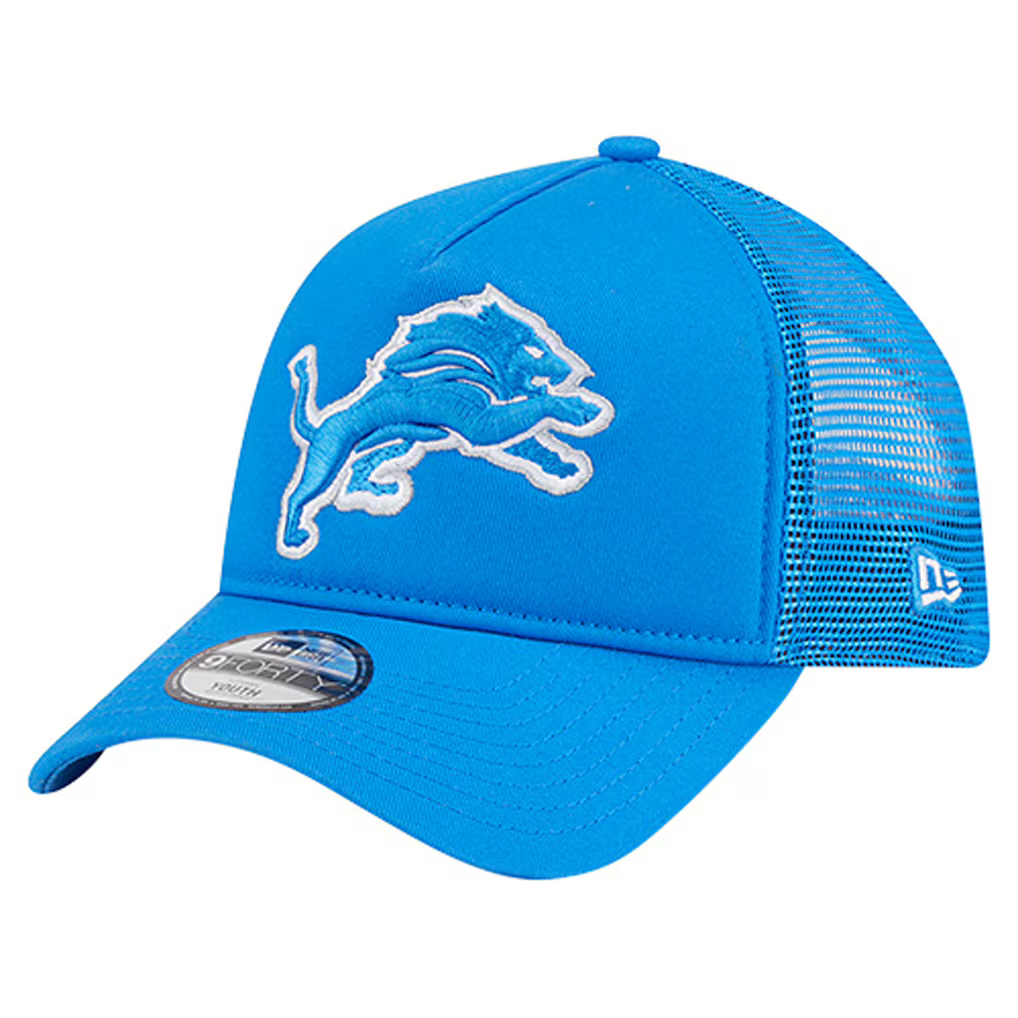 Detroit Lions New Era NIÑO PEQUEÑO  Main 9FORTY A-Frame Trucker Adjustable Hat - Blue