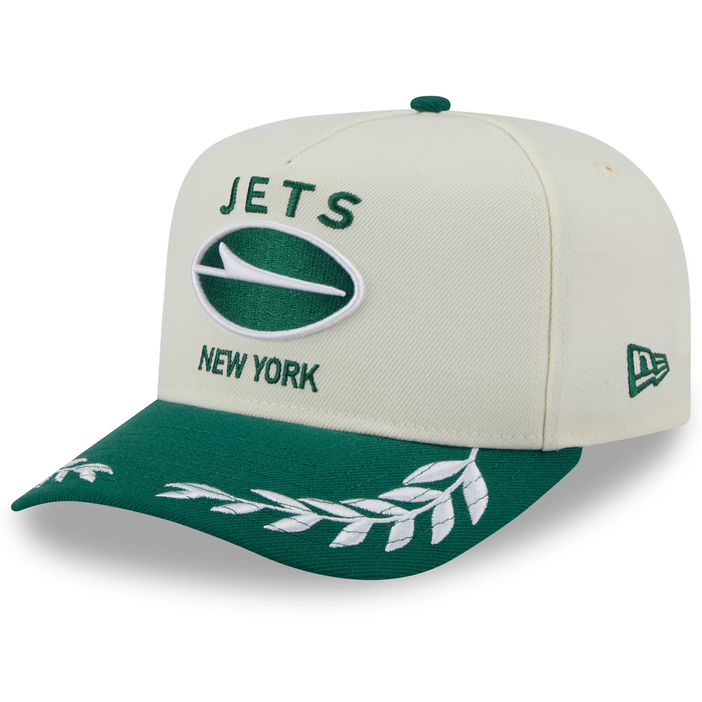 New York Jets New Era 2025 NFL Draft A-Frame 9FIFTY Snapback Hat - Cream/Green
