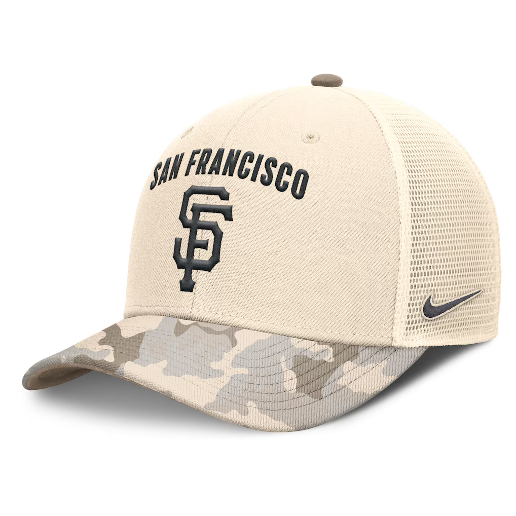 San Francisco Giants Nike Camo Natural Pack Rise Adjustable Trucker Hat - Natural